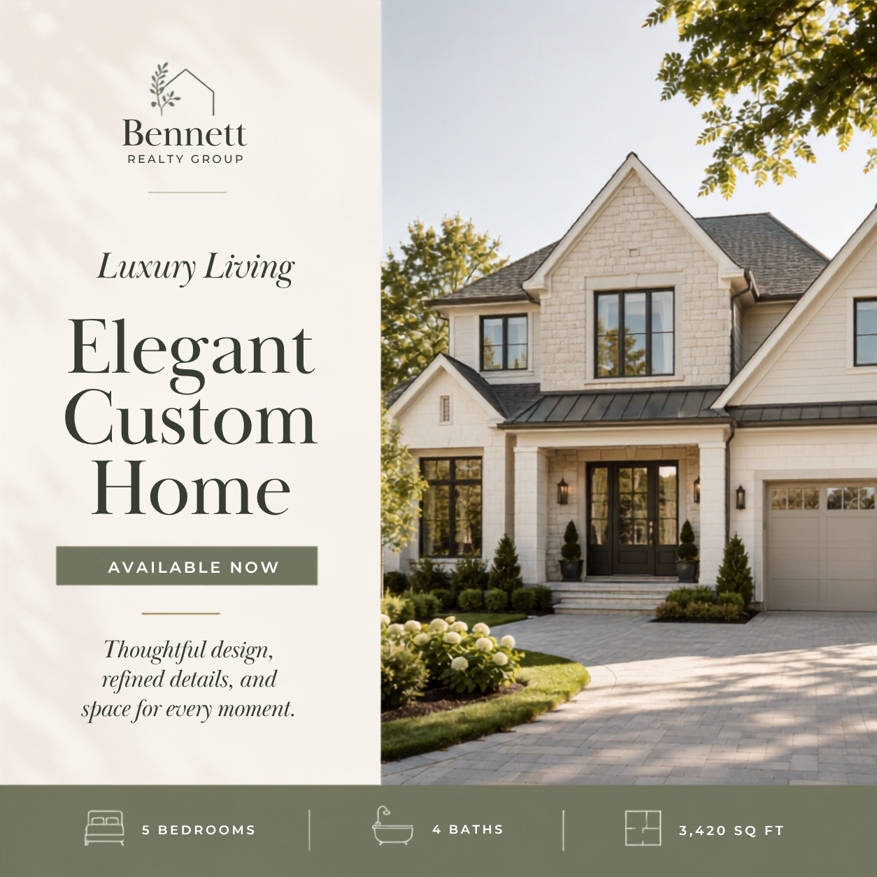 Luxury Living: Elegant Custom Home sample social post