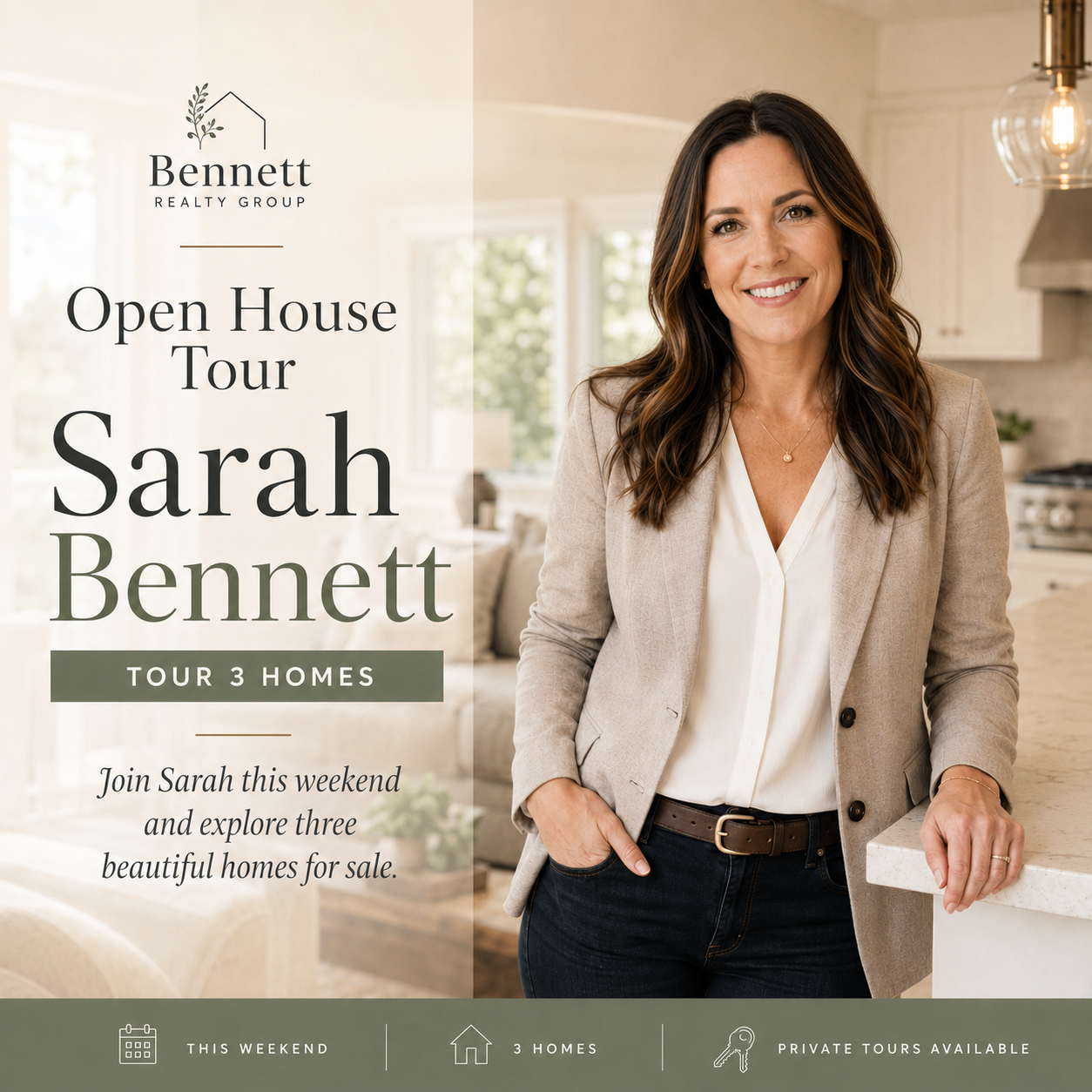 Open House Tour with Sarah Bennett sample social post